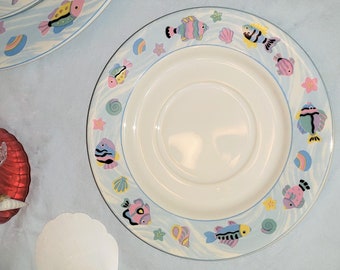 Vitromaster Sea Side Pattern Set of Eight 6 1/4" Saucers