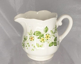 Sears Petite Floral Ironstone Creamer With Yellow And Orange Flowers Made in Japan