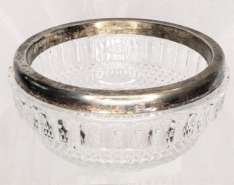 4 1/2" Lead Crystal Bowl With Silver Plated Metal Rim