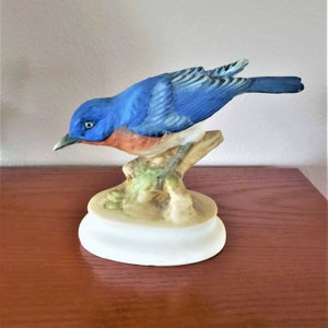 Lefton China Handpainted Bluebird Bisque Porcelain Figurine - KW395