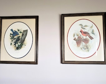 Framed John A. Ruthven Signed and Numbered Artist&#39;s Proof of Eastern Bluebirds & Print of Cardinals