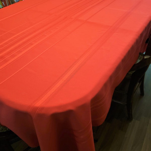 Red or Green Damask Stripe Tablecloth - Rectangular