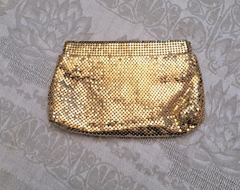 Whiting & Davis Gold-Tone Metal Mesh Small Clutch 6 1/2" by 4 1/4"
