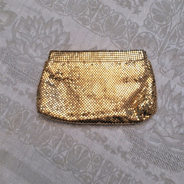 Whiting & Davis Gold-Tone Metal Mesh Small Clutch 6 1/2" by 4 1/4"