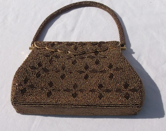 メタリック銅ビーズイブニングバッグ