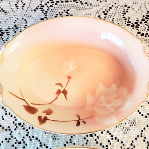 Onondaga Pottery Company (O P Co.)  Old Ivory Syracuse in Madame Butterfly Pattern Oval Vegetable Bowl