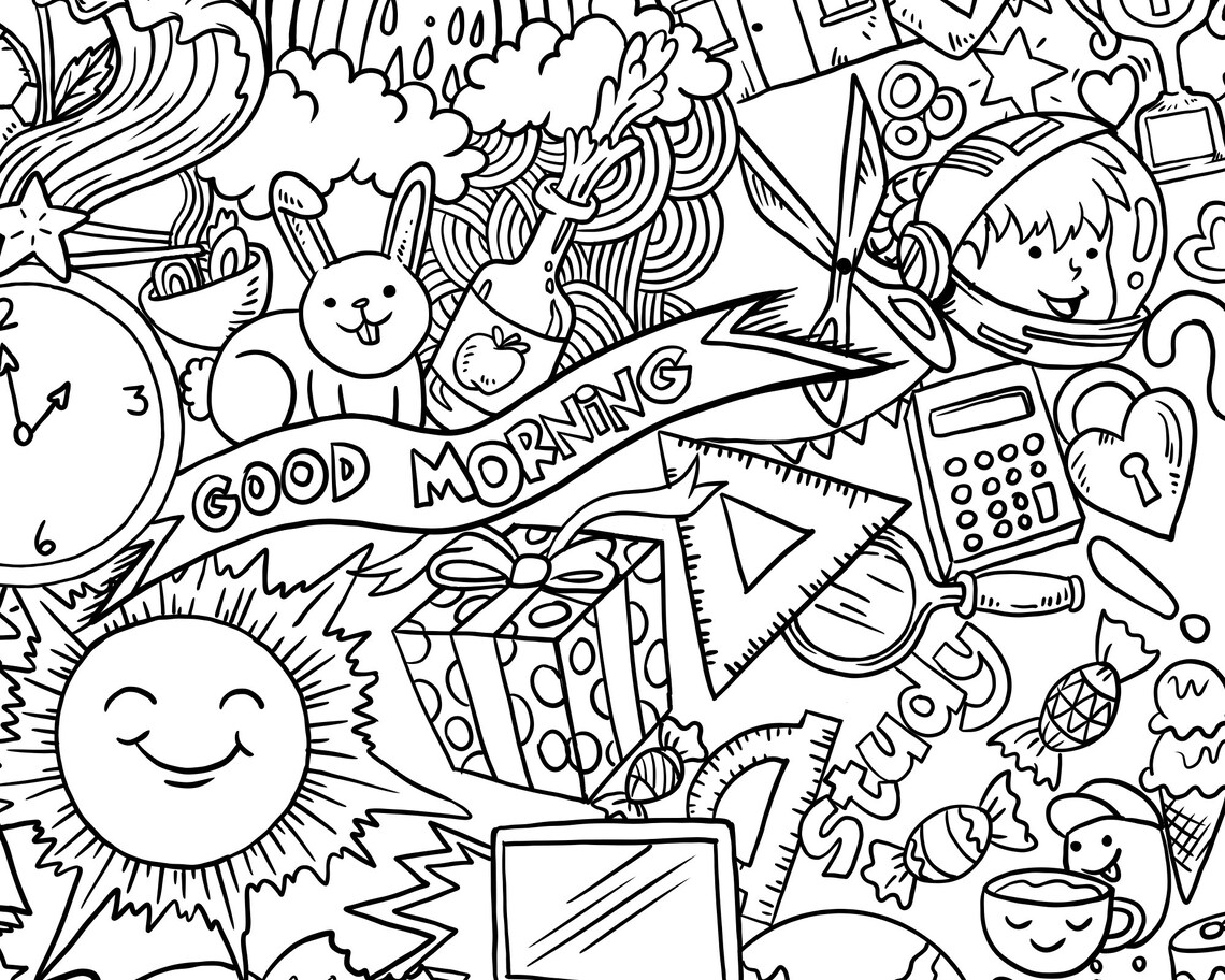 Coloring Poster Giant Coloring Poster Doodle Doodle Etsy Canada