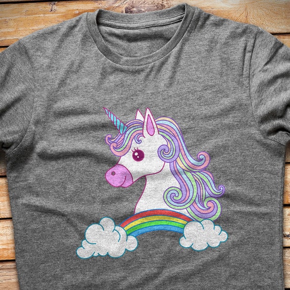 Girl's Afro Unicorn Rainbow Magical Unique Divine Graphic Tee Light Pink  Large