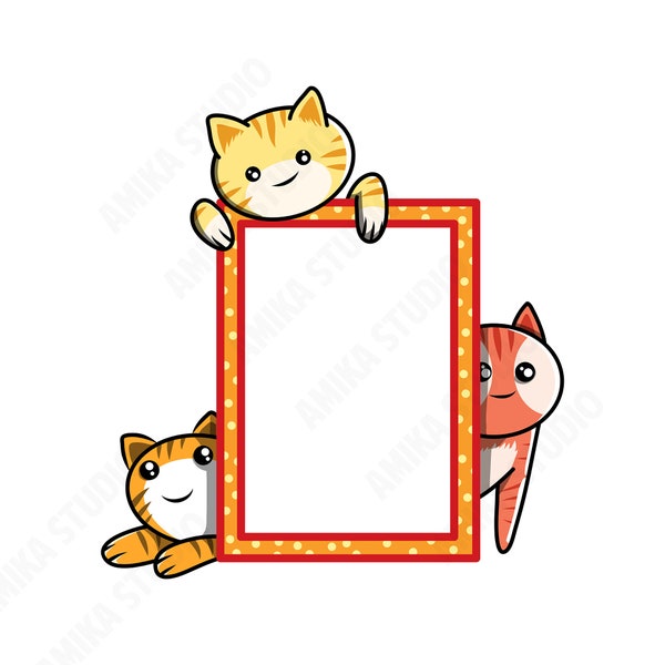 Cat Photo Frame SVG, Photo Frame Animal, Photo Frame SVG, Cat Frame, Cats Photo Frame PNG, Cat svg, Cat svg Files, Cute Cats Photo Frame