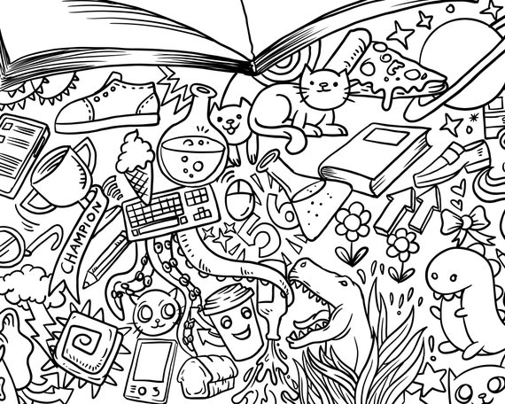 Coloring Poster, Giant Coloring Poster, Doodle, Doodle Coloring, Coloring  for Kids, Fun Kids Activities, Color, Summer Activities 