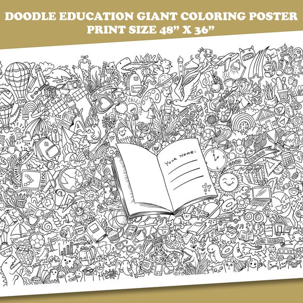 Affiche à colorier, Affiche à colorier géante, Doodle, Coloriage Doodle, Coloriage pour les enfants, activités amusantes pour les enfants, couleur, activités estivales