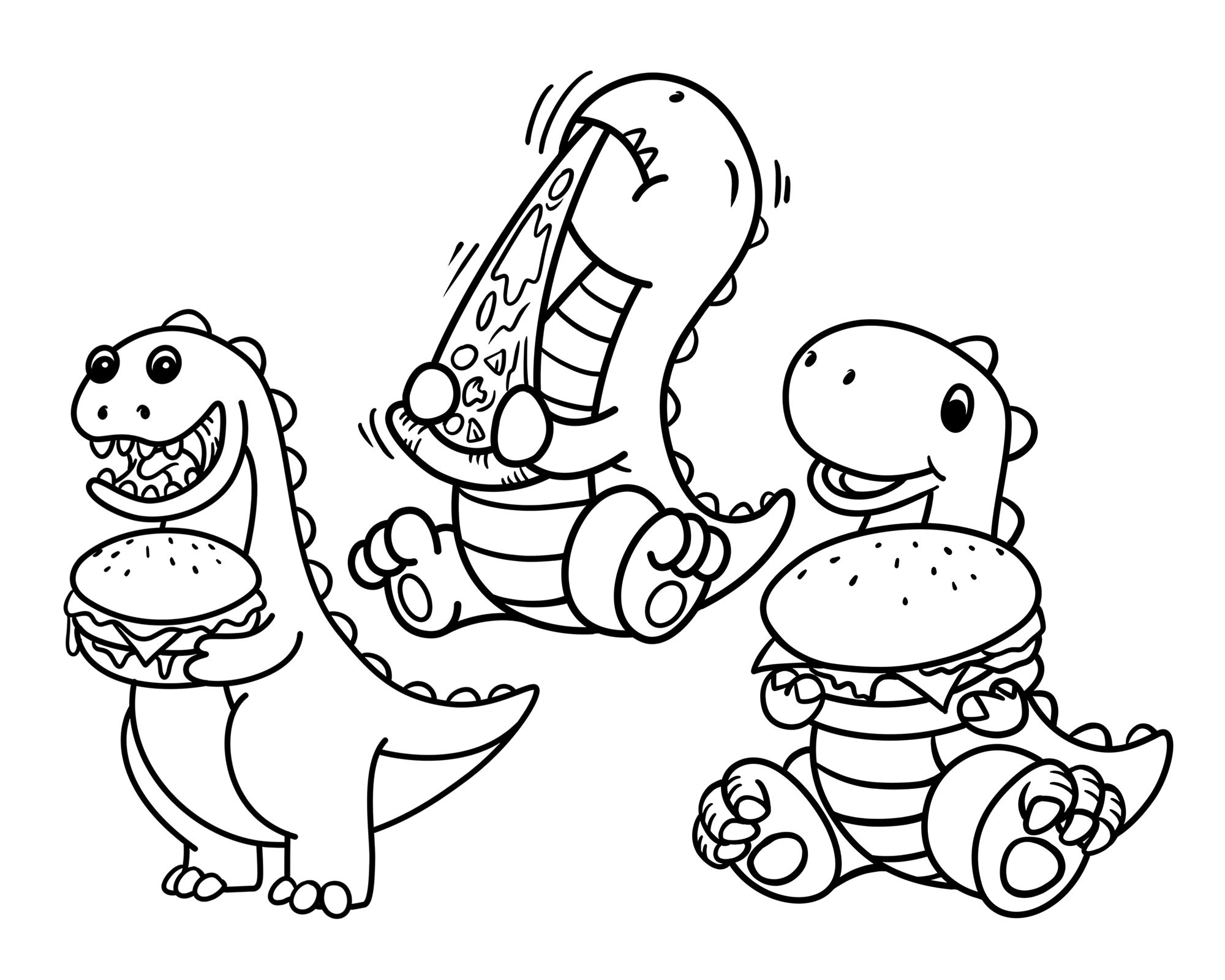 Coloring Pages, Dinosaur Coloring Pages, Dinosaur Pizza Coloring Pages