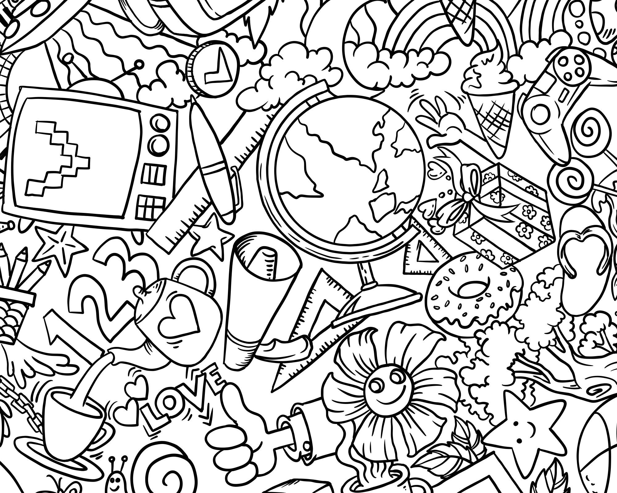 Coloring Poster, Giant Coloring Poster, Doodle, Doodle Coloring