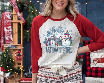 Hello Winter Snowman DTF Transfer | Ready to Press