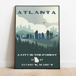 A Stadt Im Wald - Atlanta, Georgia Poster | Digital Druckbare Download | 24 &quot;x 36&quot;, 18 &quot;x 24&quot; und 16 &quot;x 20&quot; enthalten.&quot;