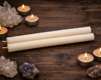 Set of 2 Honeycomb Beeswax Taper Candles, 10" Hand‑Poured, Solid Beeswax, Natural Honeycomb Pattern
