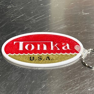 TONKA Logo Years Keychains - Two Color - 3D printed Keychains - Custom Name Keychain - Lanyard - Nametag - Luggage Tag