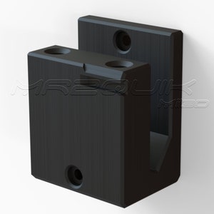 May include: Black plastic wall mount with a slot for a rectangular object. The mount has three holes for screws.