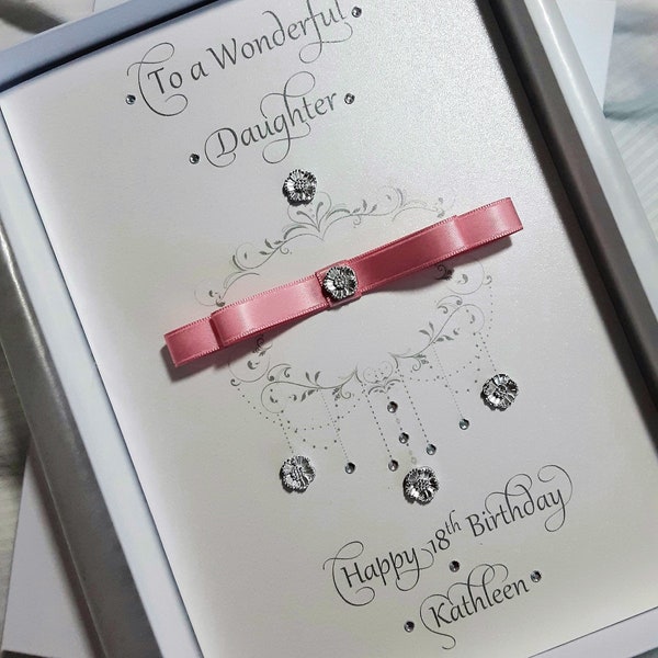 Personalised Birthday Card with Box, or Envelope Daughter, Daughter-in-law, Granddaughter Sister Friend 18th 21st 30th 40th 50th 60th