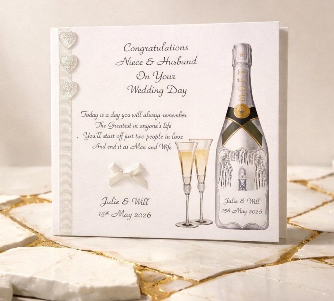 8" Personalised Wedding Day Card & Envelope - Handmade Card - Etsy UK