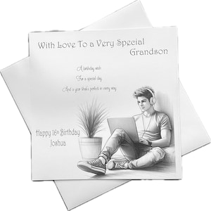 Personalised Large 8x8"  Teenager Birthday Card: Grandson, Son, Nephew Handmade Keepsake