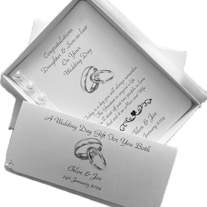 White Personalised Wedding Day Card and Money Wallet, Daughter, Son, Niece, Nephew with box