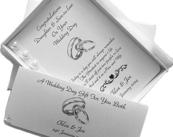 White Personalised Wedding Day Card and Money Wallet, Daughter, Son, Niece, Nephew with box