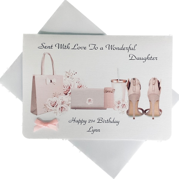 Personalised Birthday Card. Daughter, Granddaughter, Daughter-in-Law, Sister, Niece. Friend, Auntie, Any age