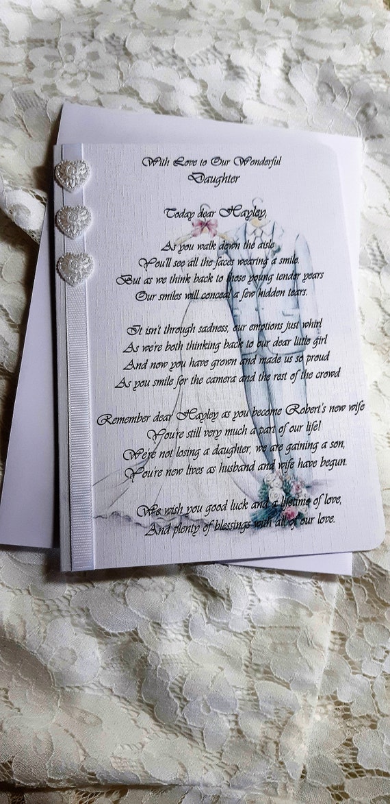 Beautiful Personalised Handmade Luxury Wedding Day Poem Card Etsy