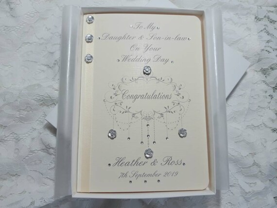 Luxury Personalised Wedding Card Daughter & Son-in-Law/Son & Daughter-in-Law 