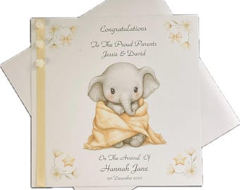 Personalised Large 8" Keepsake Birth Congratulation Card: Handmade
