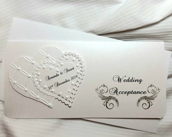 Personalised Wedding Acceptance Card White