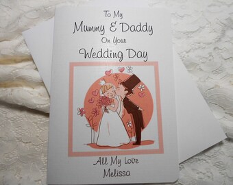 Personalised 8"x6" Mummy and Daddy Wedding Day / Anniversary Card