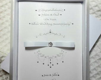 Personalised Silver Wedding Anniversary Card: Handmade