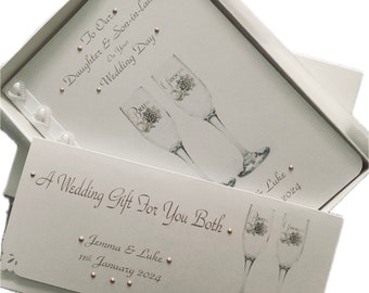 Personalised Wedding Day Card and Money Wallet, Daughter and Son-in-law, Son and Daughter-in-law with box