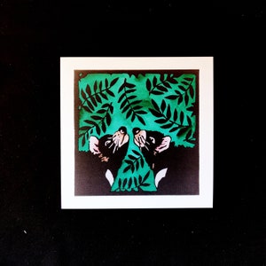 Tasmaanse Duivel - linoprint wenskaart