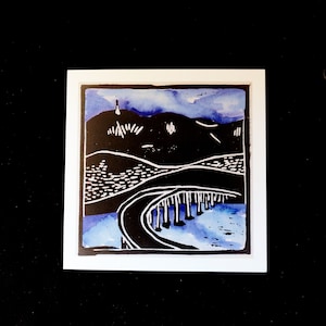 Mount Wellington, Hobart Tasmanië - linoprint wenskaart