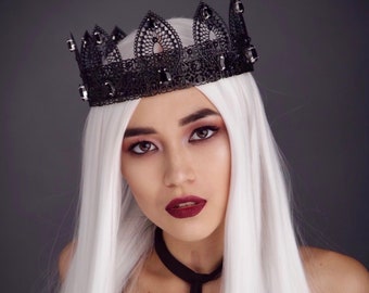 PARIS Black Evil Crown Women, crown, tiara Gothic, black crown, queen crown, dark queen, baroque crown, performance, Halloween costume,