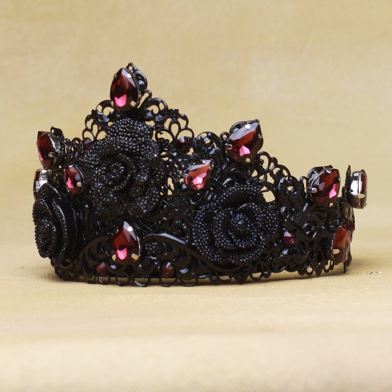 Black Crown Black Tiara Gothic Headpiece Evil Queen Crown | Etsy