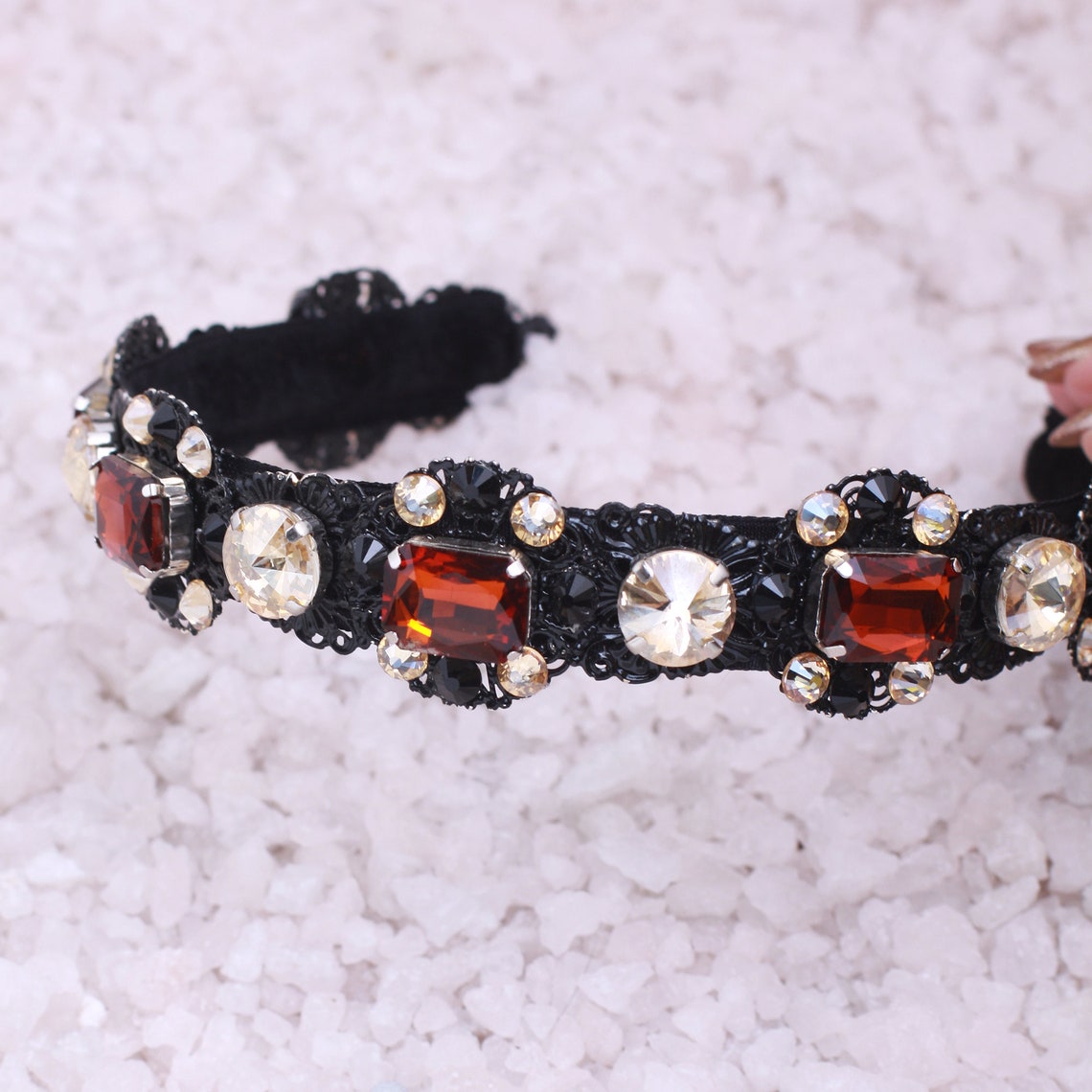 Gothic Headband Crystals Gothic Headband Gothic Tiarabeaded Etsy