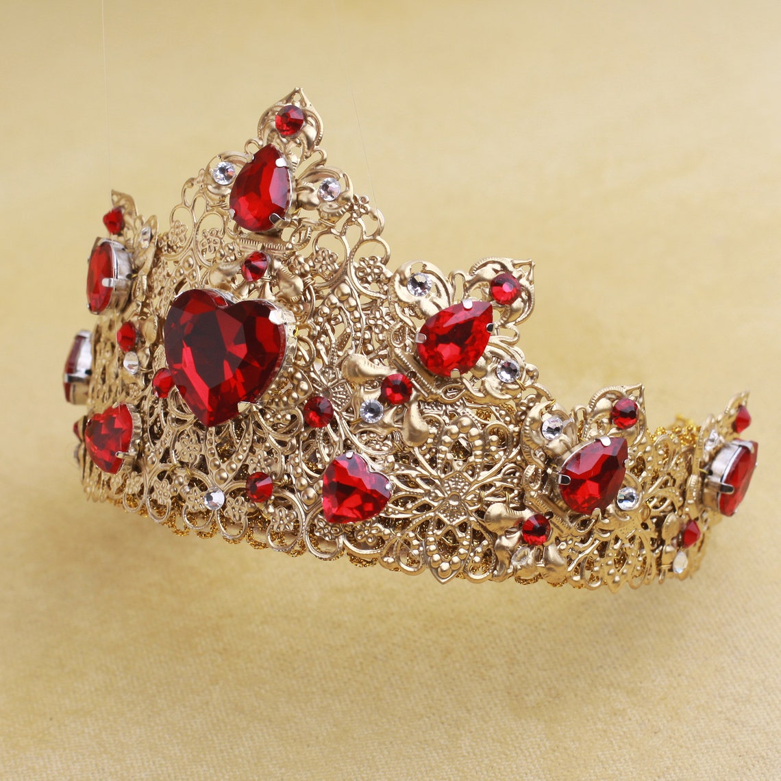 Red Queen Crown Queen Of Hearts Crown Red Queen Tiara Red Etsy