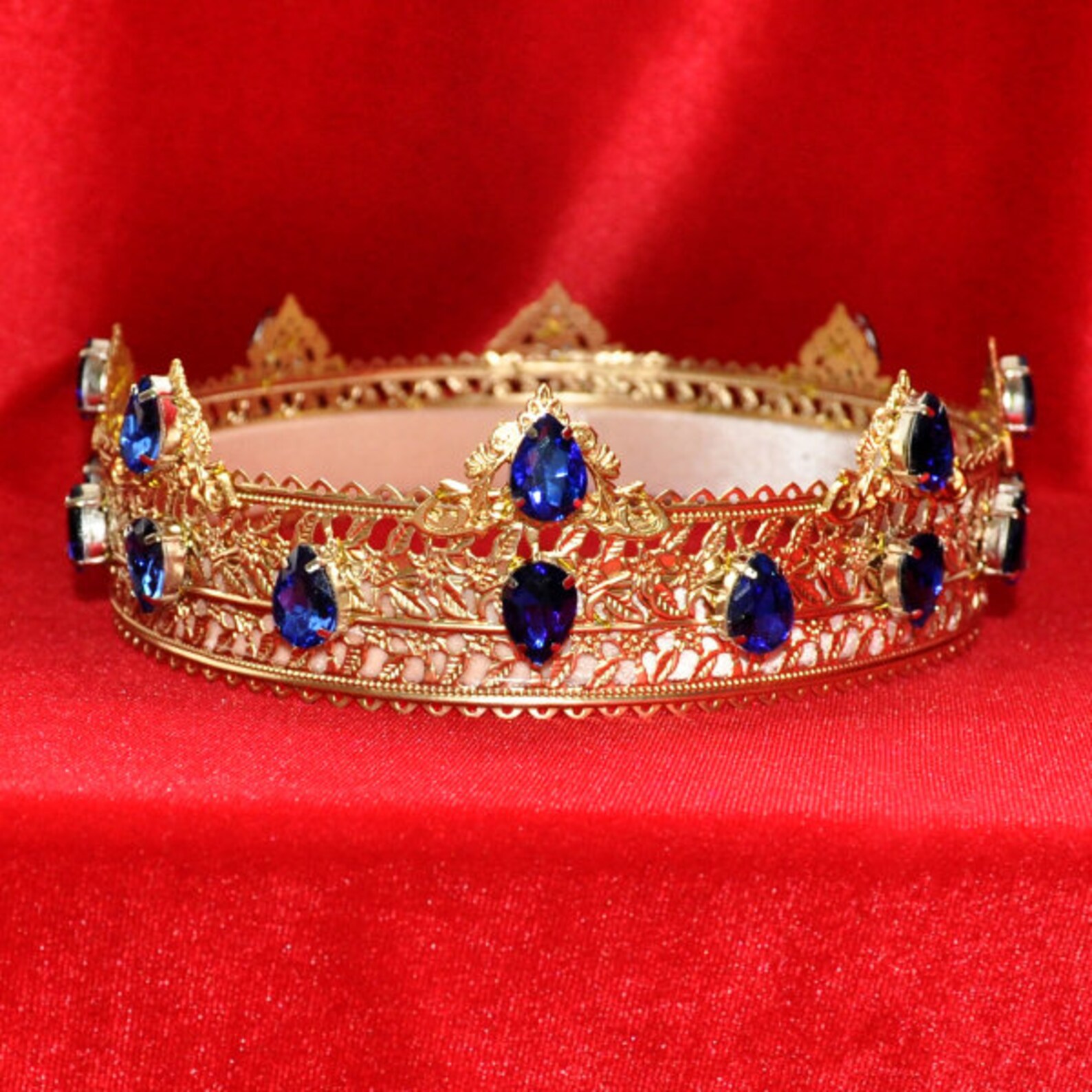 Royal Blue Gold Crown King Sapphire Crown Royal King Crown Etsy