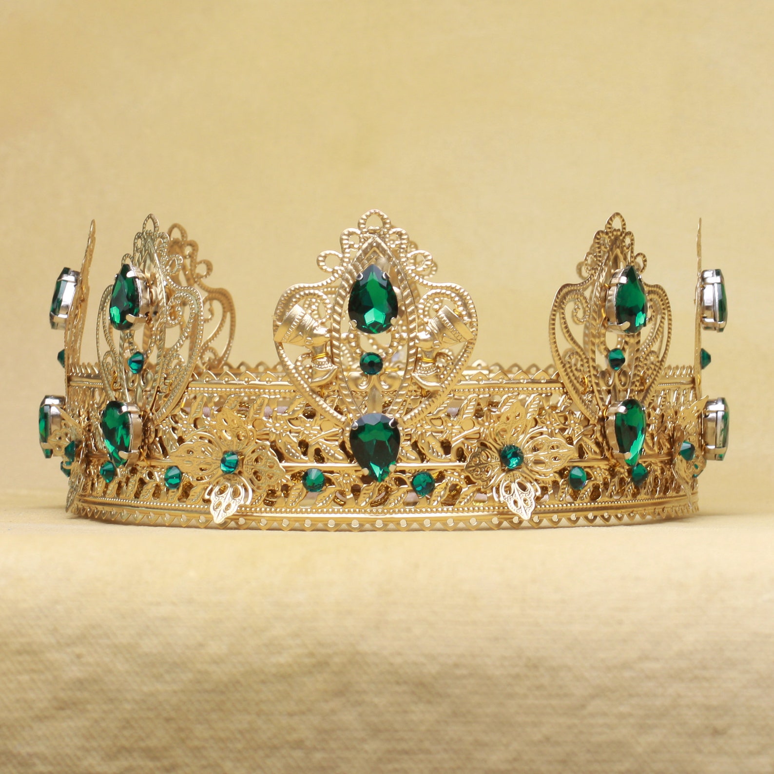 Cleopatra Crown King Queen Crown Gold Emerald Crown Gold Etsy