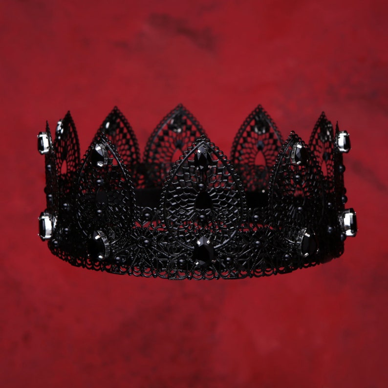 Halloween costume, crown performance black crown PARIS Black Evil Crown Women baroque crown tiara Gothic dark queen queen crown