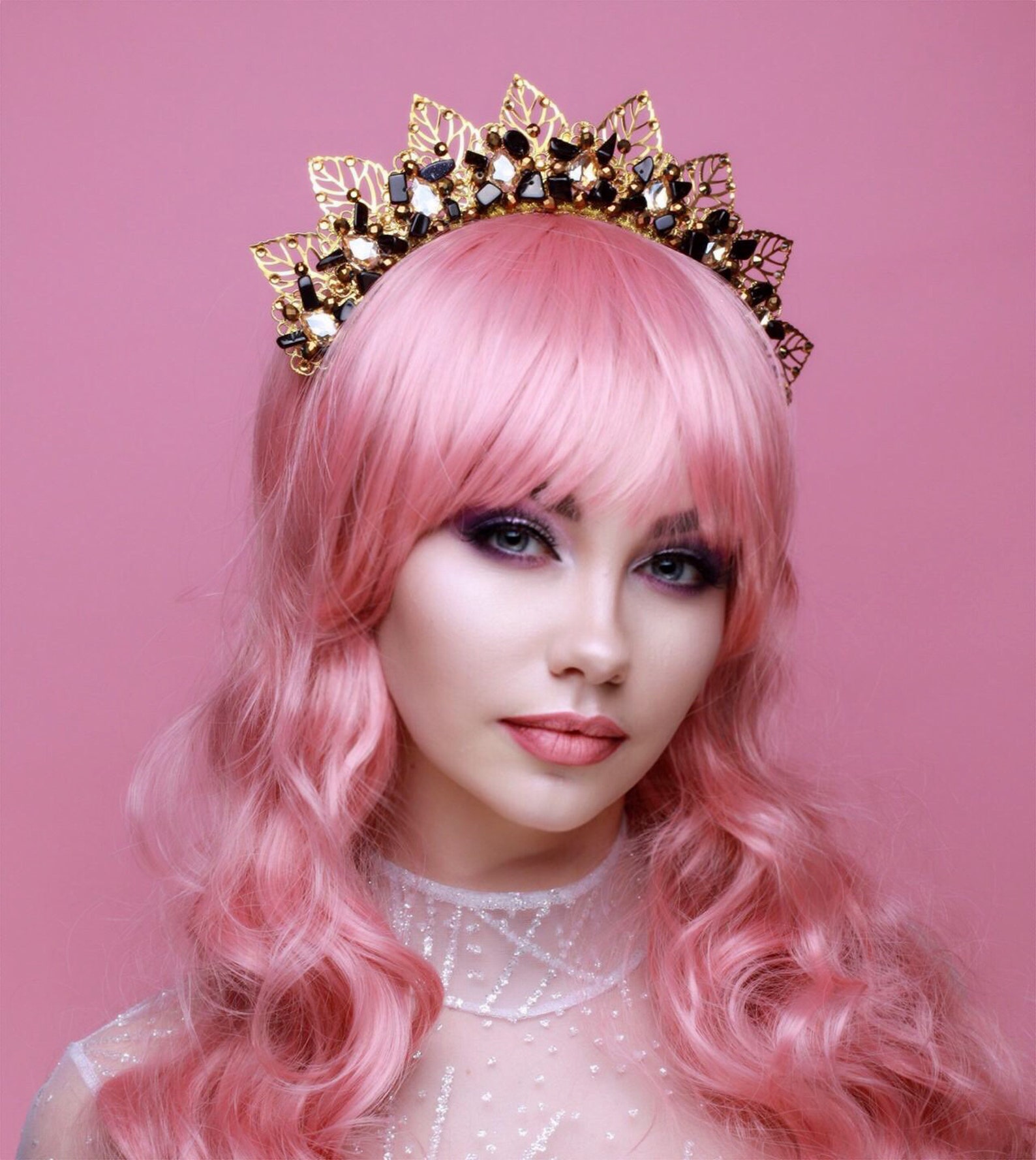Gold Tiara Crystal Crown Gold Crown More Colors Crystal Etsy