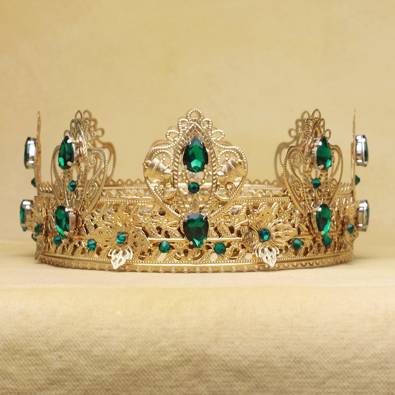 Cleopatra Crown King Queen Crown Gold Emerald Crown Gold Etsy