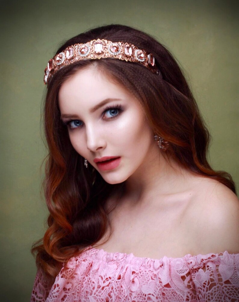 VIOLA Rose gold Baroque Headband Rose Gold Leaf headband Etsy