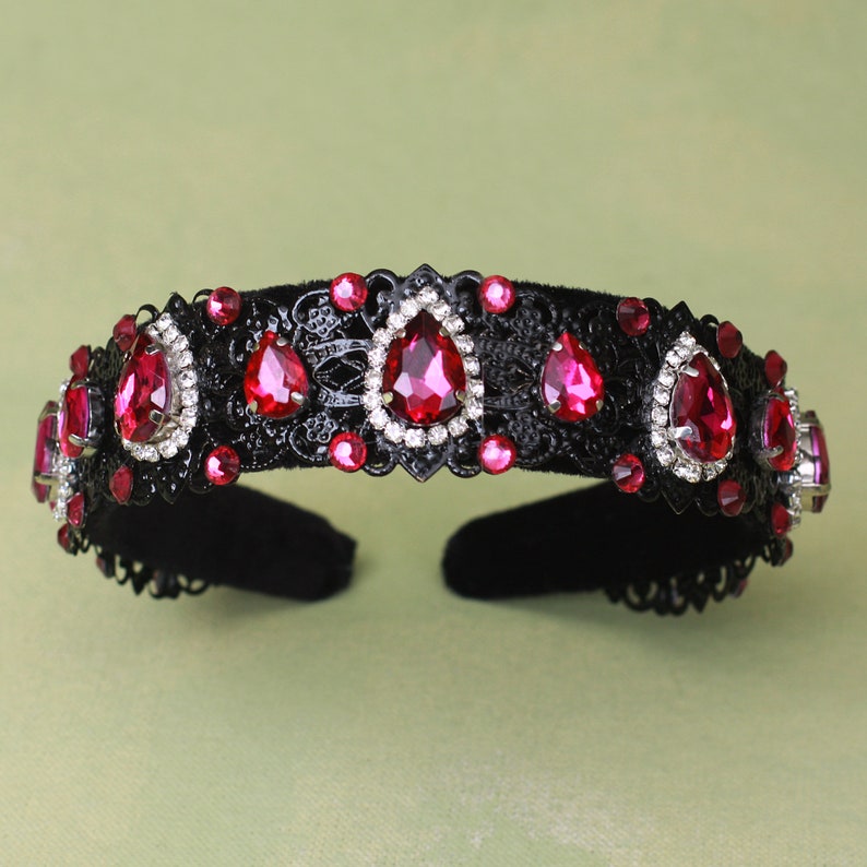 AGNOLA Black Rhinestone Headband Gothic Headband headdress Etsy