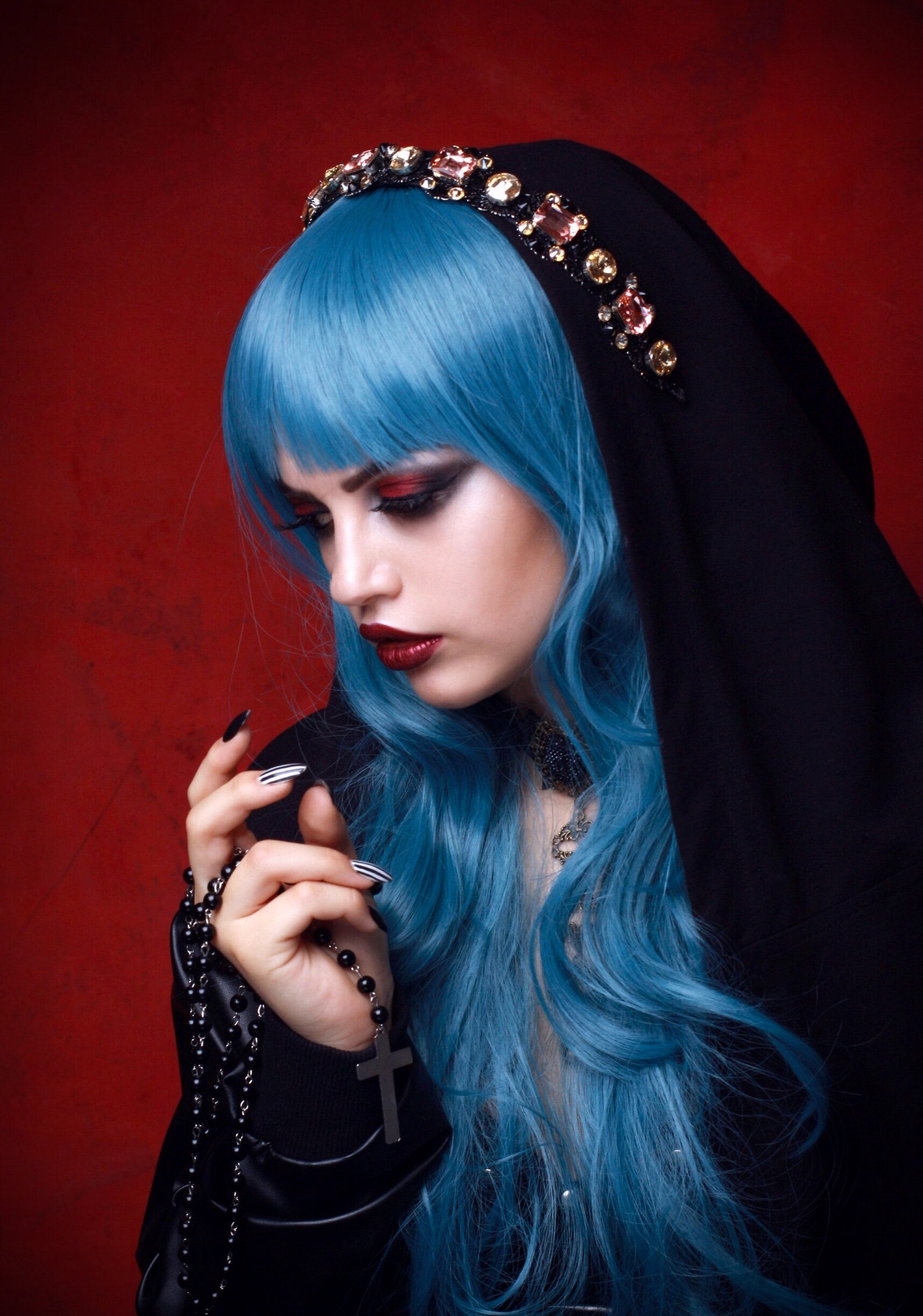 Gothic Headband Crystals Gothic Headband Gothic Tiarabeaded Etsy