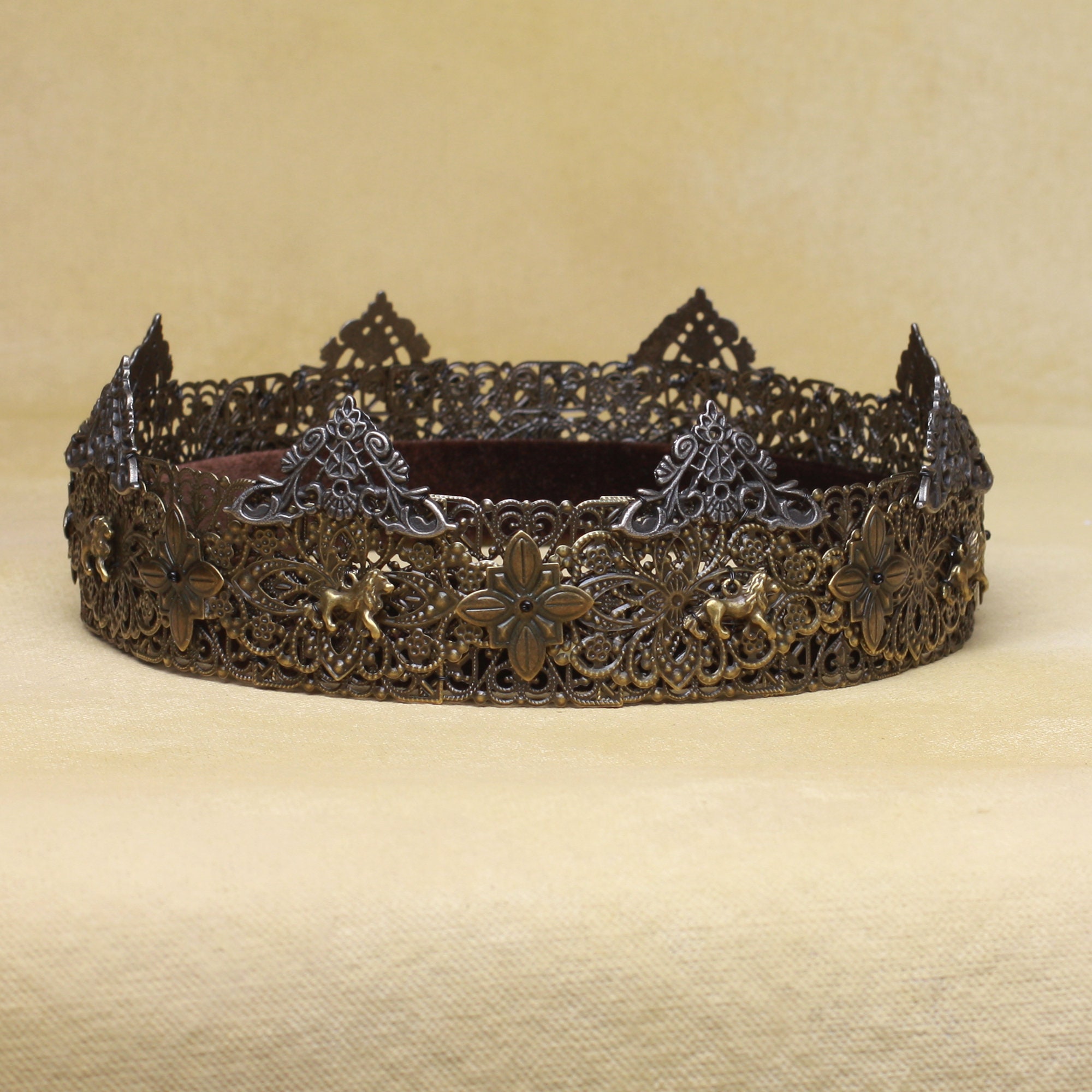 Antique Bronze CrowFiligree Medieval CrownKing Queen Etsy